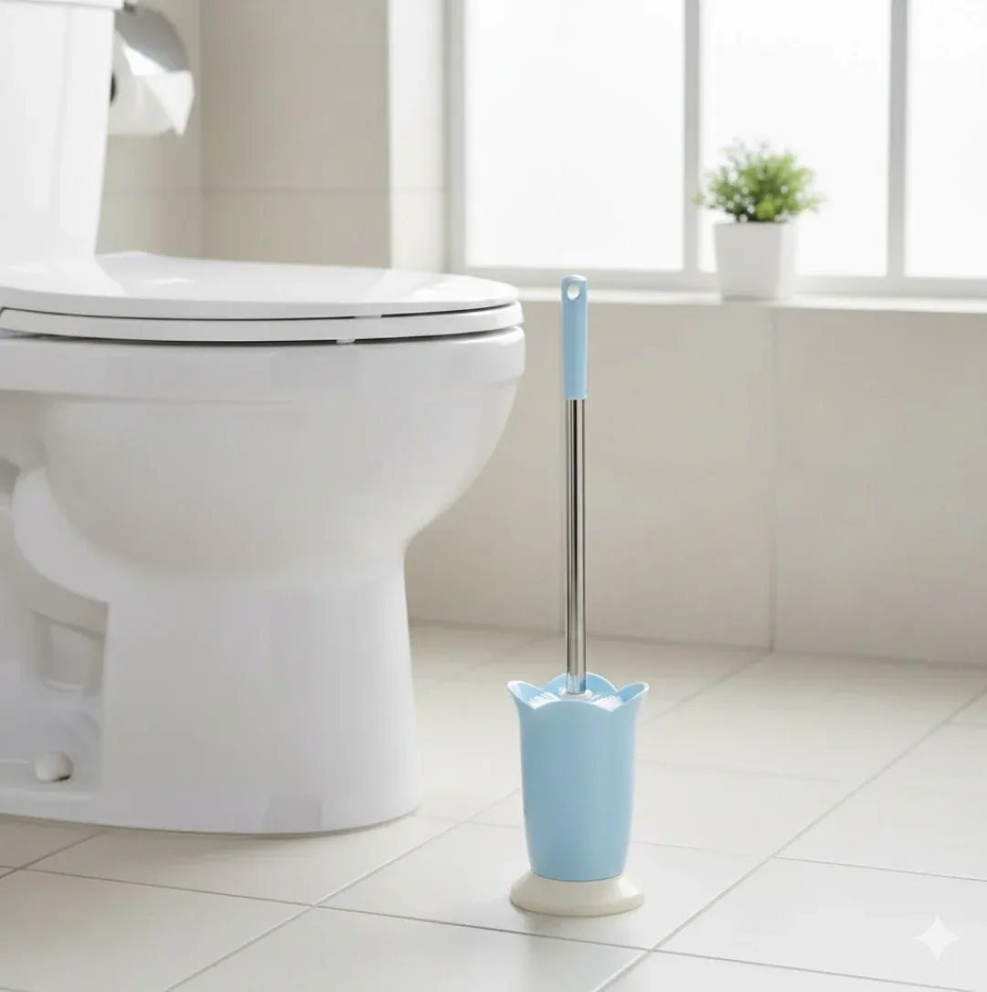 Toilet Plastic Brush with Holder Stand Western and Indian Toilet Bathroom Cleaning - Detailed Feature View 5