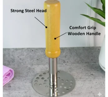 Stainless Steel Potato Masher, Pav Bhaji Masher with wooden handle