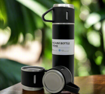Stainless Steel Vacuum Flask Set with 3 Steel Cups Combo (500ml)