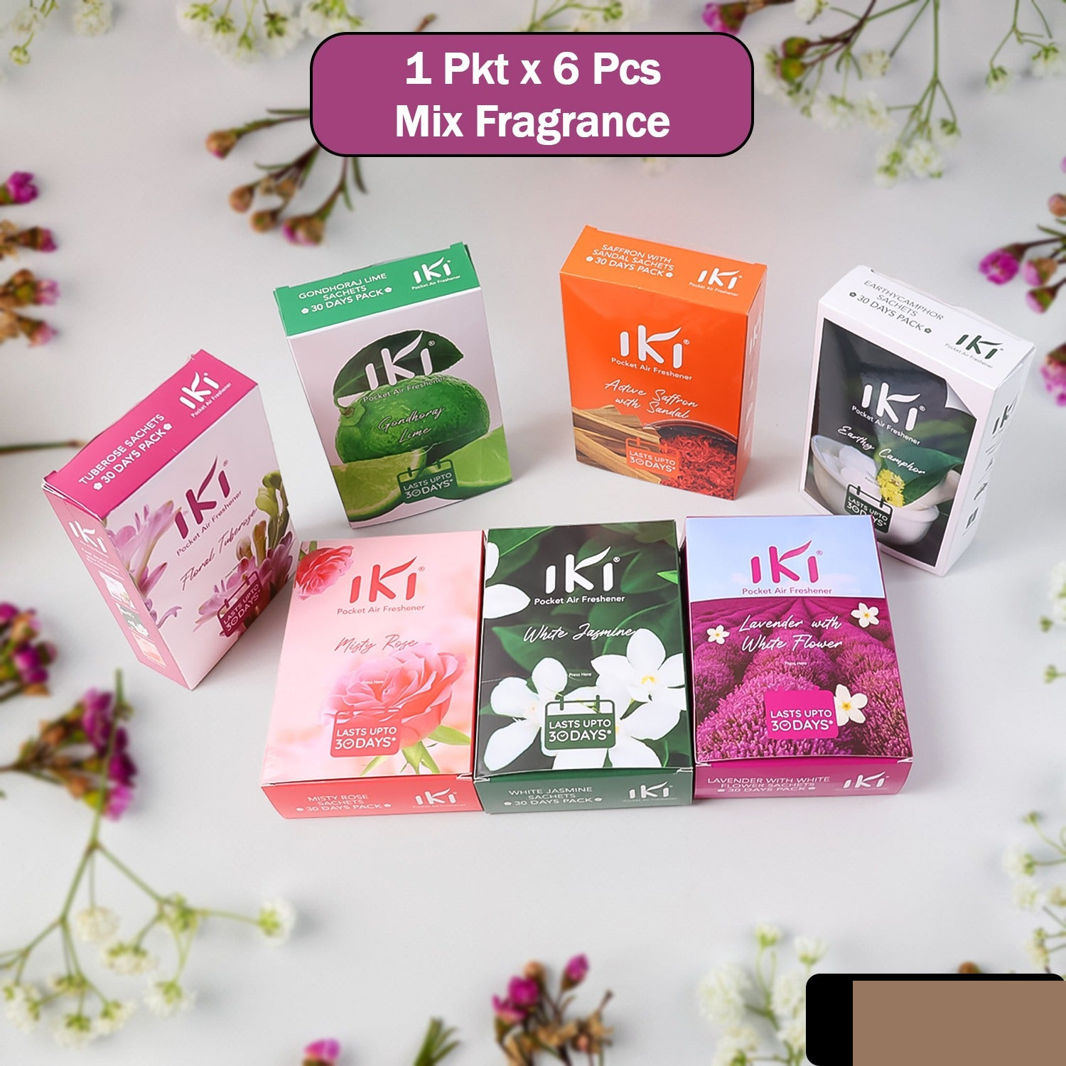 IKI Pocket Air Freshener Mix Flevar / Fragrance (1 Pkt / Inside 6 Pcs ) - Detailed Feature View 1