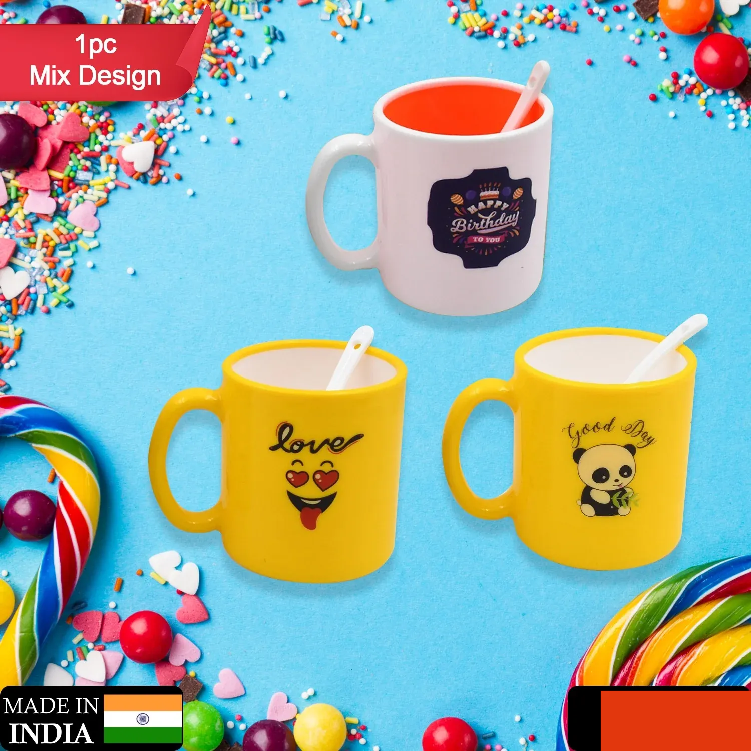 Mix Design & Color Coffee Mug With Spoon and box packing, Designer Mug with - Detailed Feature View 1