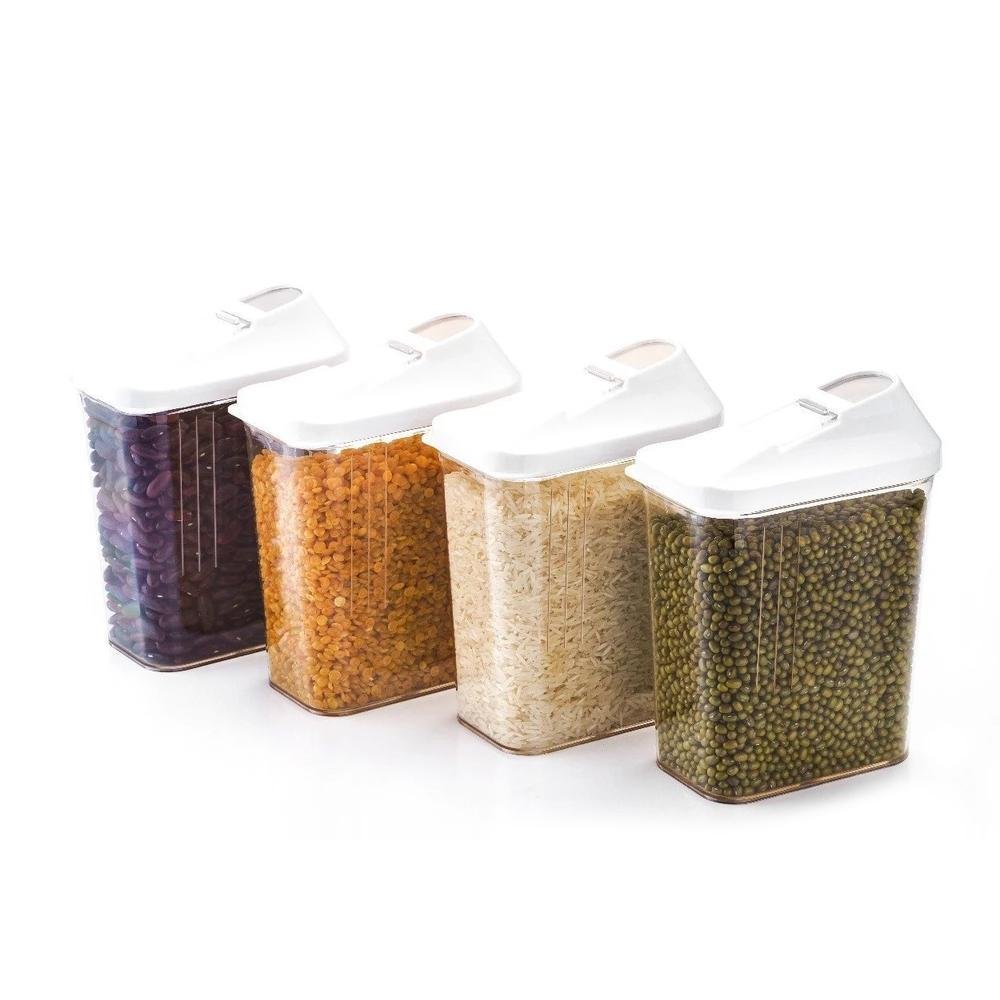 Premium Plastic Easy Flow Storage Jar with Lid (750ml, Set of 6) - Buy Online at Alikart