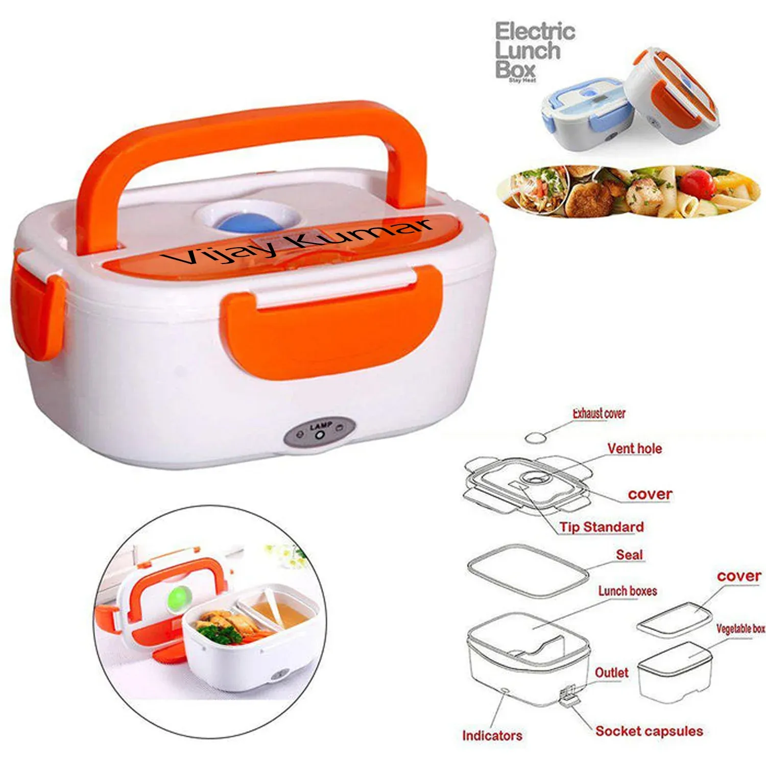 Customize Portable Electric Lunch Box – Food Warmer Tiffin with Heating - Detailed Feature View 1