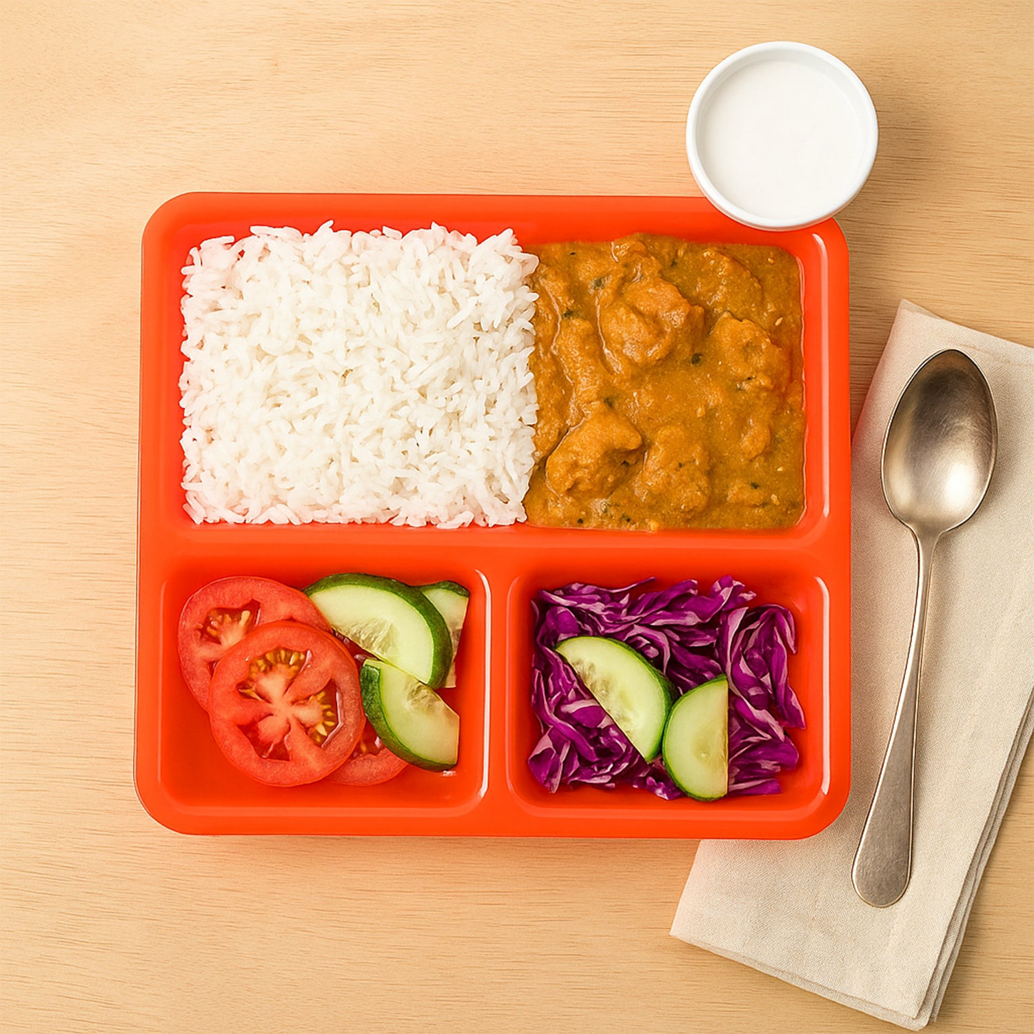 Plastic 3-Compartment Rectangular Meal Serving Tray / Plates (1 Pc) - Detailed Feature View 5