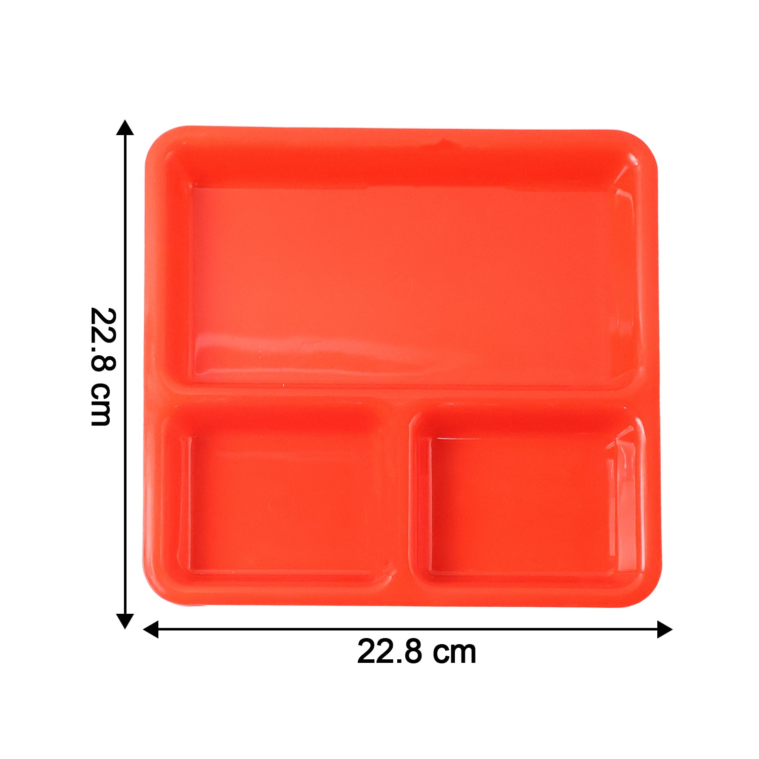 Plastic 3-Compartment Rectangular Meal Serving Tray / Plates (1 Pc) - Detailed Feature View 3
