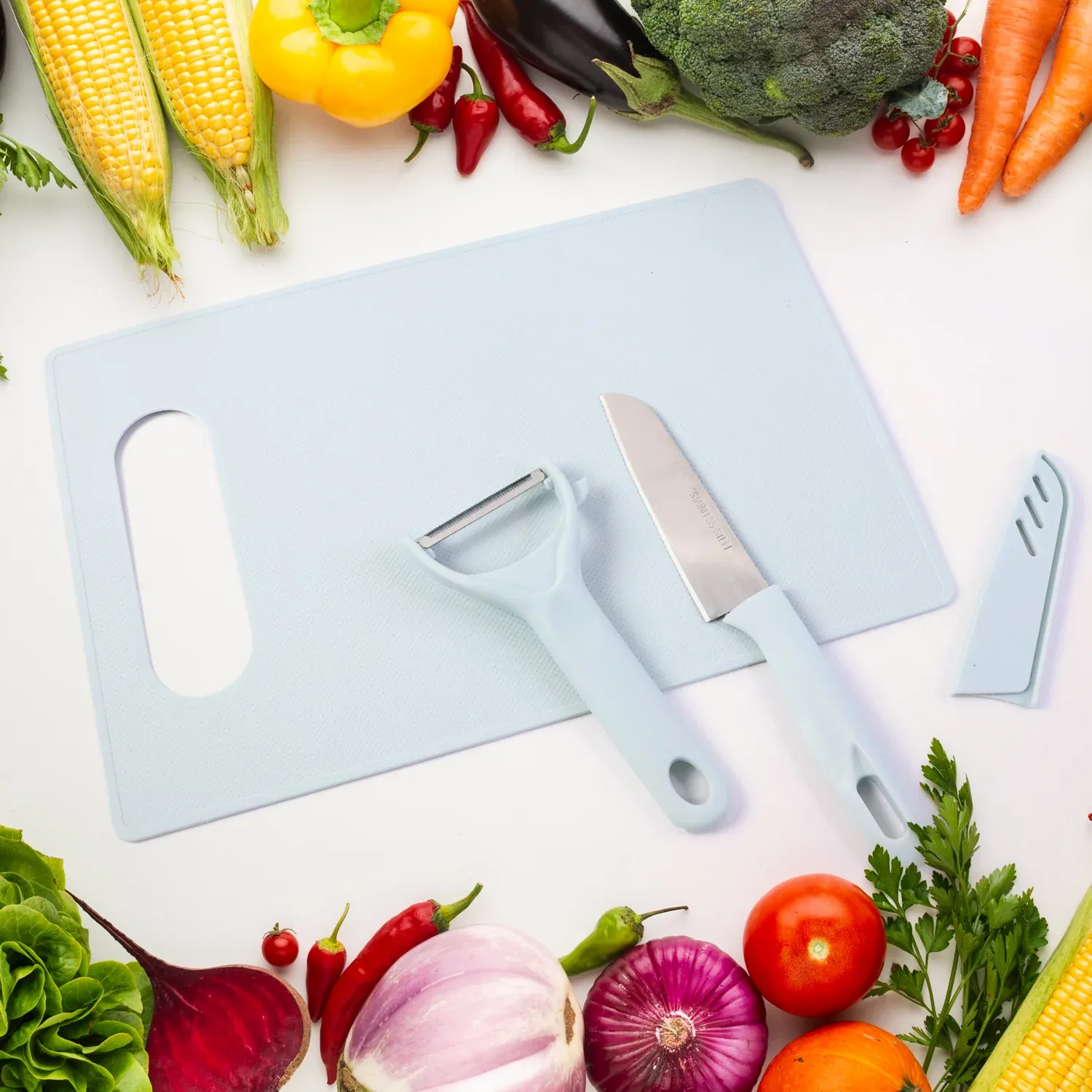 3 in 1 Kitchen Knife & Chopping Board Set (1 Set) - Detailed Feature View 2