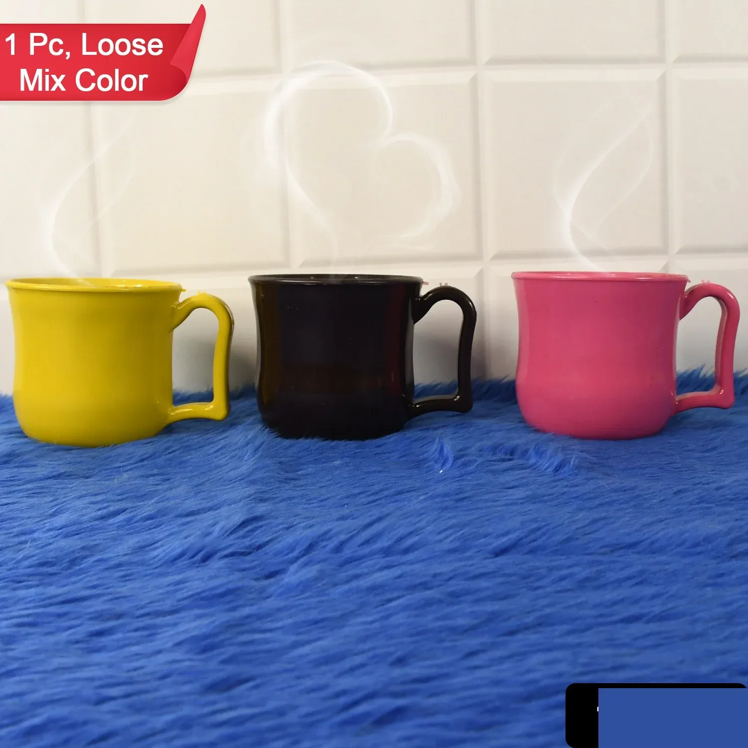 Premium Plastic Coffee / Tea Cups / Mug with Handle (1 Pc / Loose / Mix Color) - Detailed Feature View 1