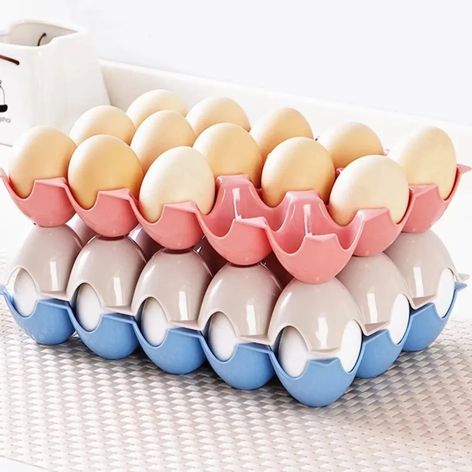 Premium 15 Cavity Plastic Egg Tray Egg Trays for Storage with 15 Eggs Holder (4 Pc Set) - Buy Online at Alikart