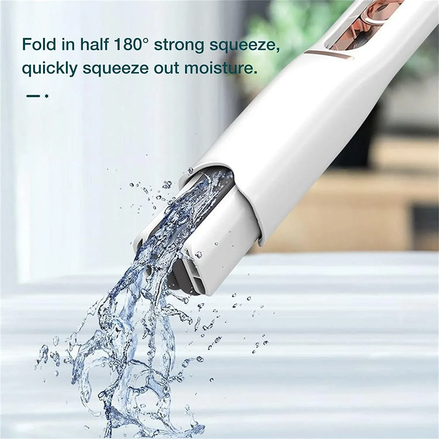 Portable Self-Squeeze Short Mop, with 1 Cotton Head, Bathroom Kitchens Table - Detailed Feature View 6