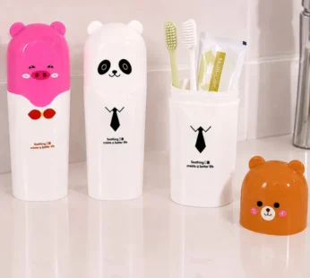 3 Pcs Portable Kids Toothbrush Case Set – Cartoon Animal Toothpaste Storage Box (Random Color)