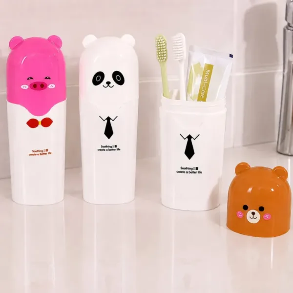 3 Pcs Portable Kids Toothbrush Case Set – Cartoon Animal Toothpaste Storage Box (Random Color)