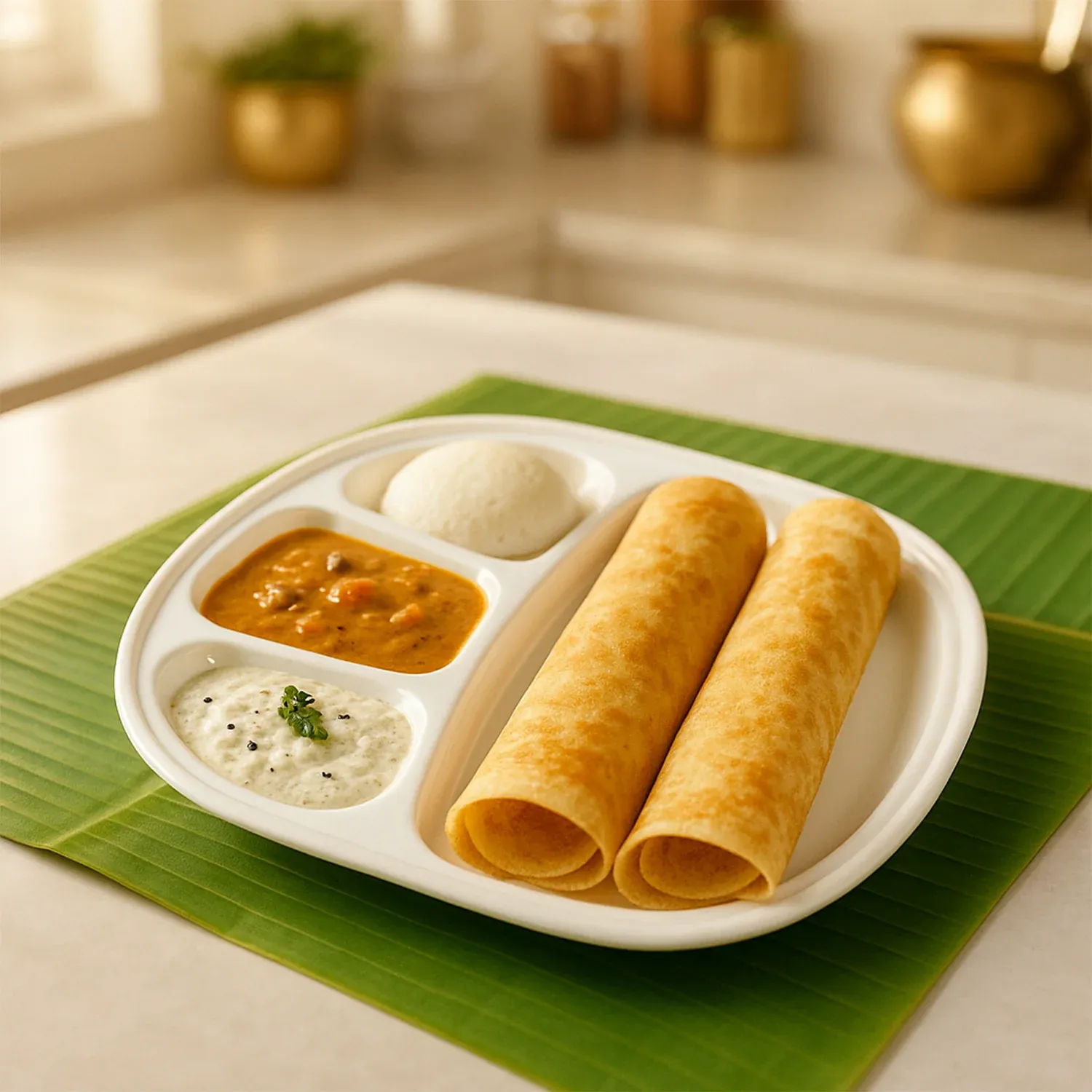 Plastic Large Compartment Dinner Plate / Thali with 4 Sections - Detailed Feature View 2