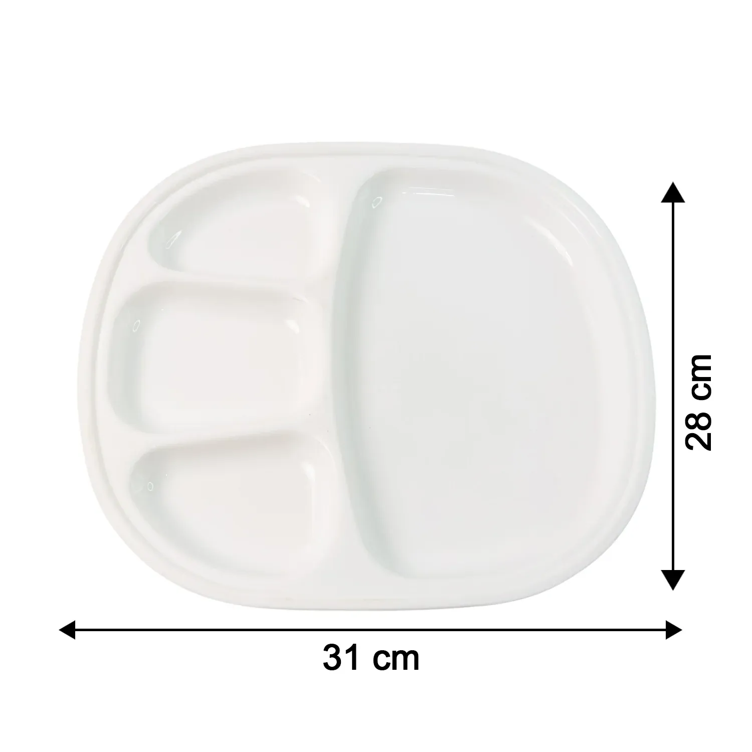 Plastic Large Compartment Dinner Plate / Thali with 4 Sections - Detailed Feature View 3