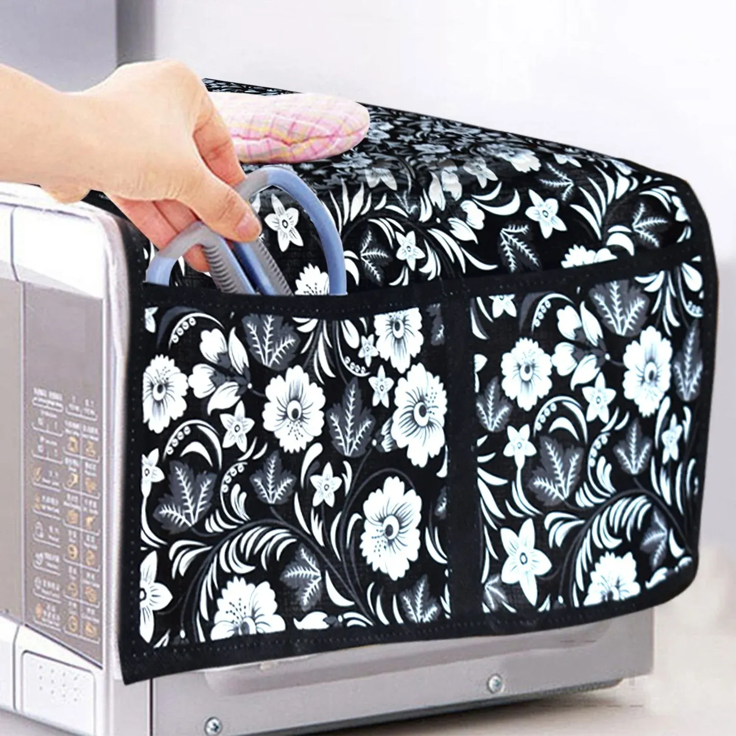 Microwave/Oven Top Cover with 4 Utility Pockets (Mix Design) - Detailed Feature View 3