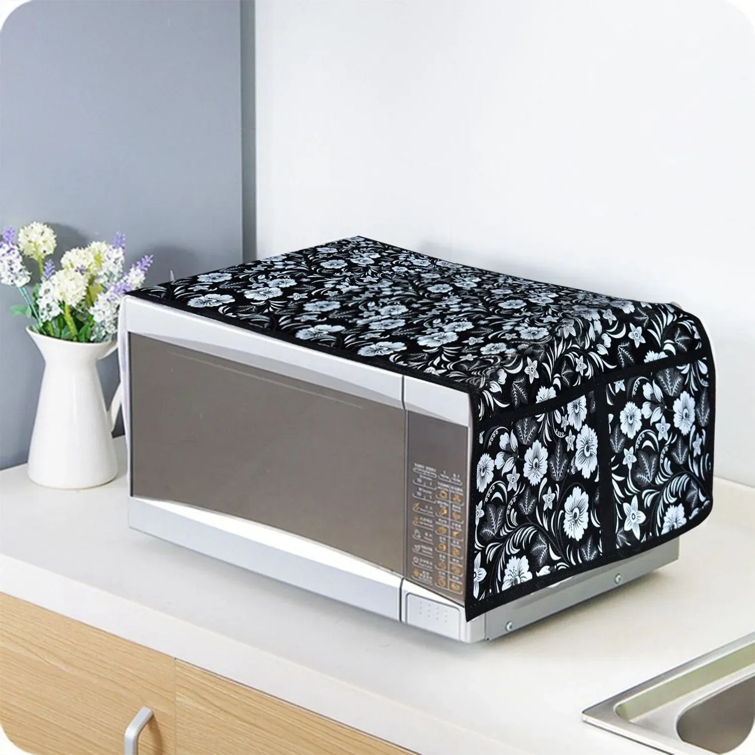 Microwave/Oven Top Cover with 4 Utility Pockets (Mix Design) - Detailed Feature View 2