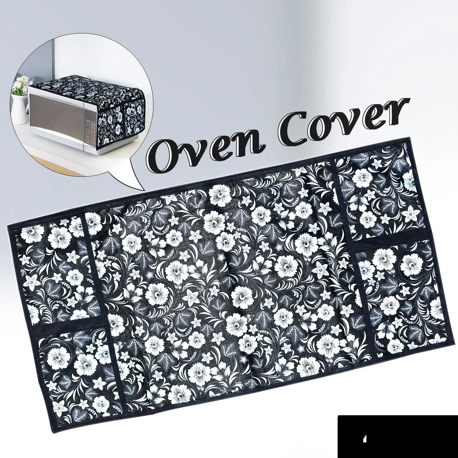 Microwave/Oven Top Cover with 4 Utility Pockets (Mix Design) - Detailed Feature View 1
