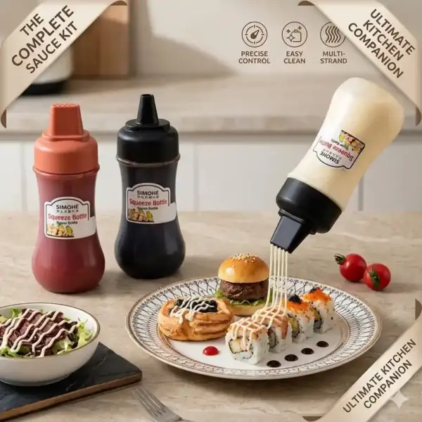 5 Hole Squeeze Sauce Bottle (280ml) – Ultimate Precise Dispenser (Set of 2)