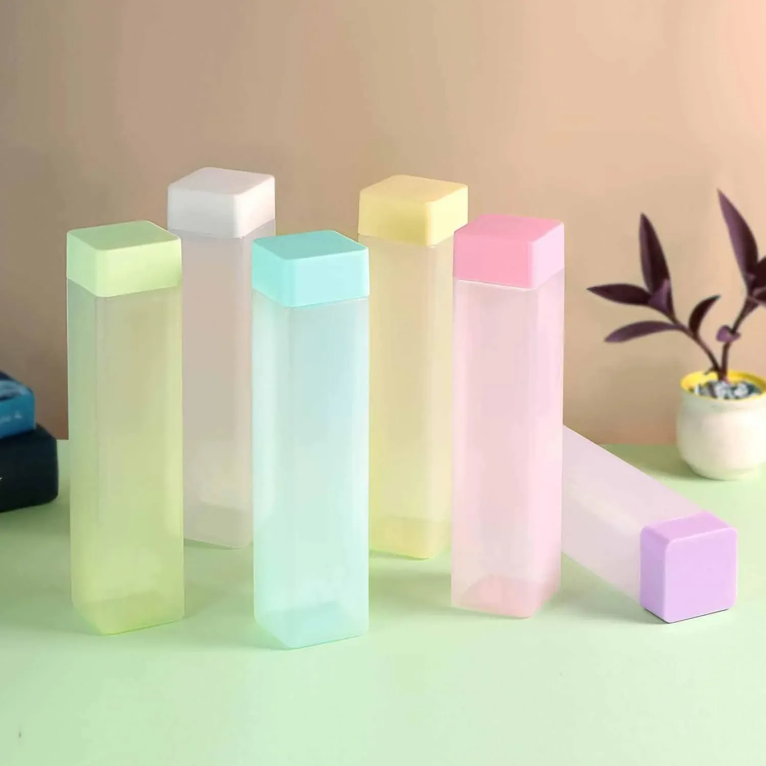 Premium Large Capacity Plastic Water Bottle | Set of 6 | Square Water Bottle (940ml each) - Buy Online at Alikart