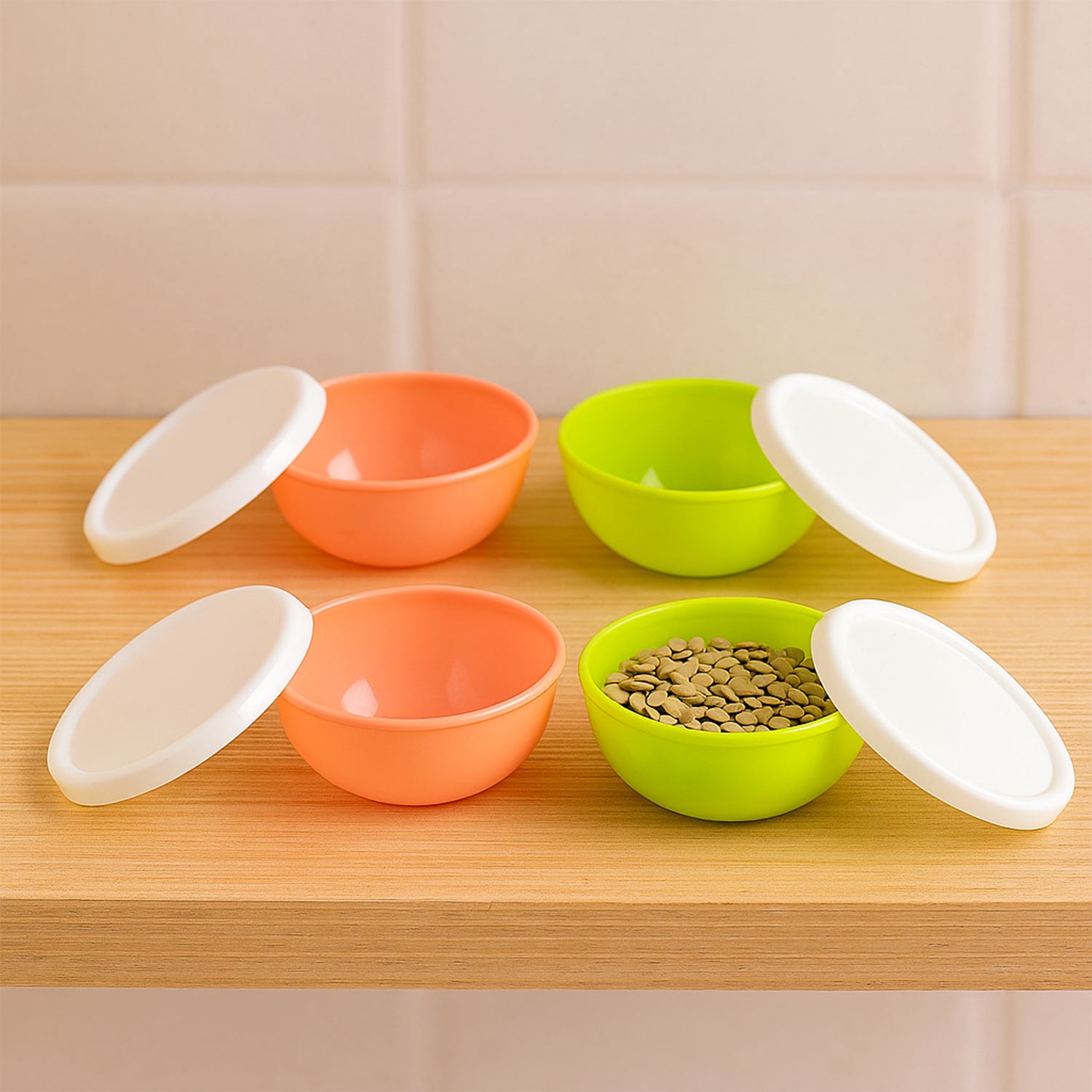 Premium Multipurpose Small Round Plastic Bowl / Katori With Lid, Chutney Bowl (4 Pcs Set) - Buy Online at Alikart