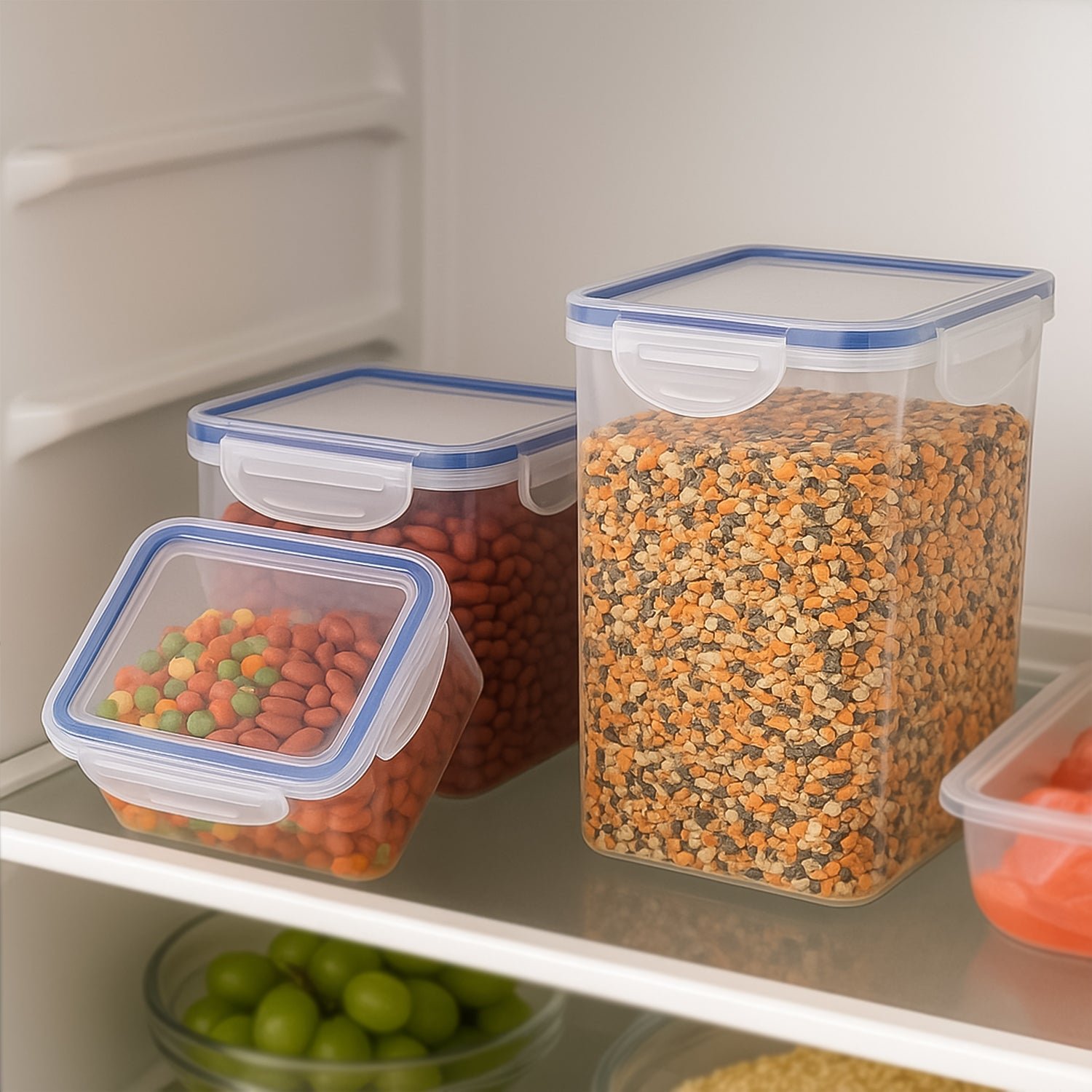 Premium Rectangle Food Storage Containers: Airtight, Leak-Proof Lids (3-Pack, Clear ABS) - Buy Online at Alikart