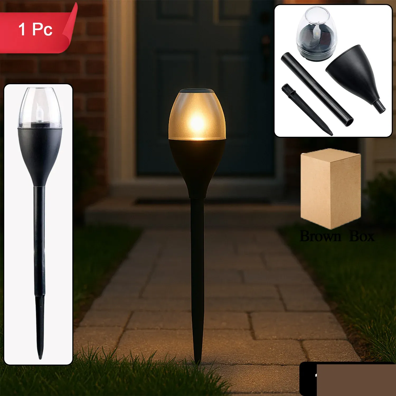 Solar-Powered Outdoor Pathway Garden Light (1 Pc) - Detailed Feature View 1