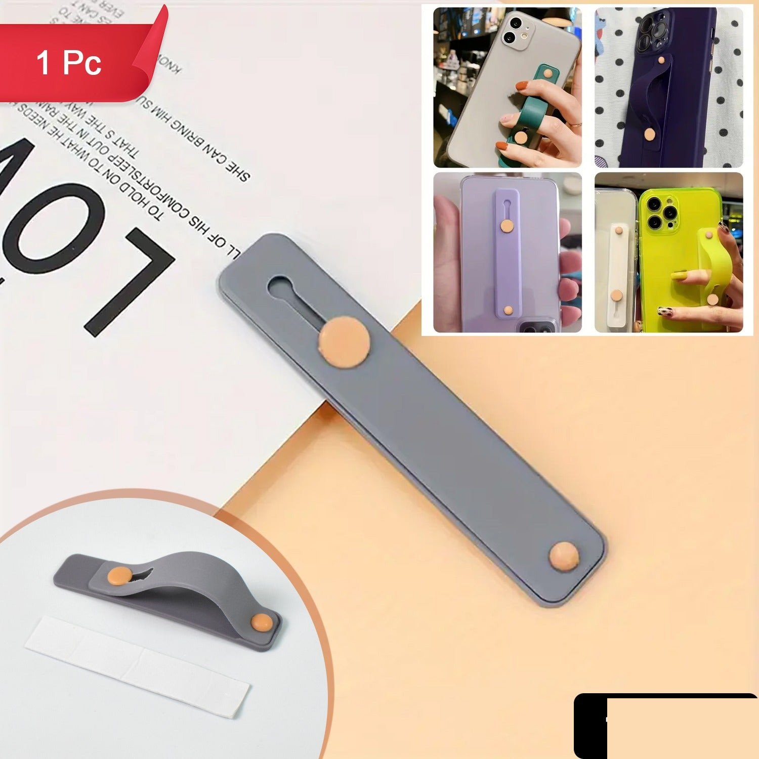Phone Loop Finger Holder, Phone Grip Straps Silicone Phone Finger Strap (1 Pc) - Detailed Feature View 1