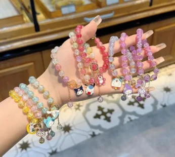Glass Bead Charm Bracelet – Elegant Fashion Bracelet for Women & Girls (Random Color-Pack of 1)