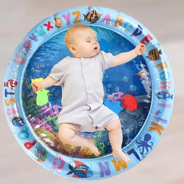 Baby Water Mat – Round Inflatable Tummy Time Play Mat for Infants (6–12 Months) | Sensory Water-Filled Activity Gym | Newborn Baby Essentials