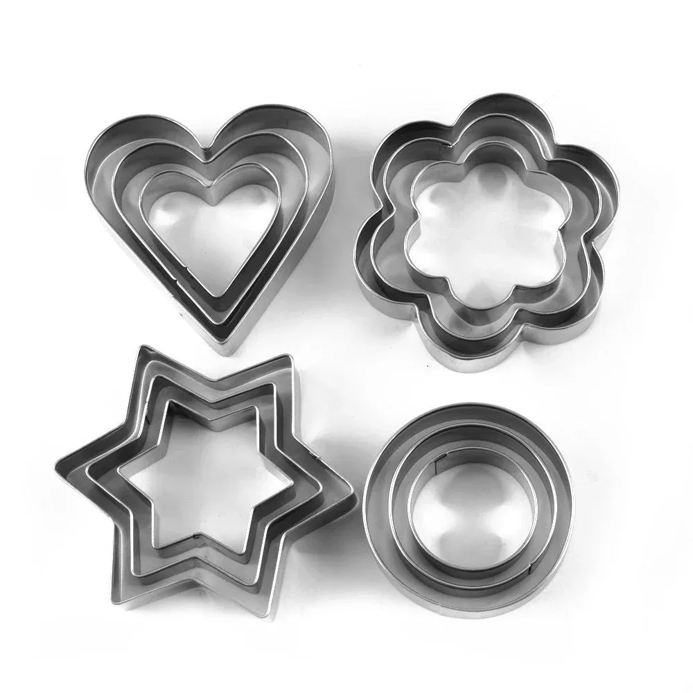 Stainless Steel Cookie Cutter Set – Heart, Round, Star & Flower Shapes (12 Pcs) - Detailed Feature View 3