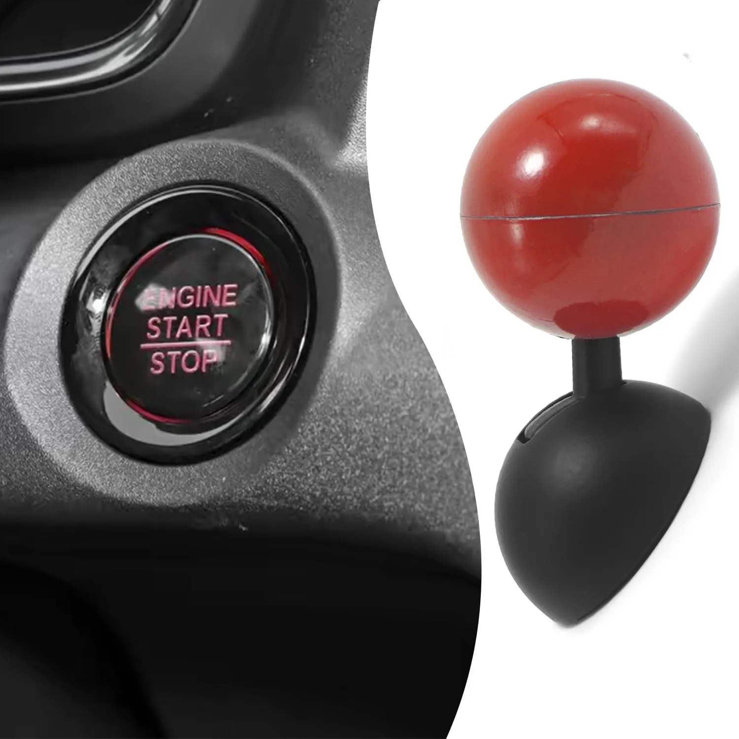 Ball-Shaped Start Button Rocker – Stylish Engine Start Cover for Car Interior Decoration - Detailed Feature View 1