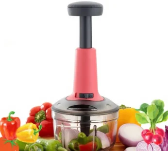 650ml Hand Press Vegetable Chopper & Grinder Mixer | 650ml Manual Food Processor with Blending Blade (Random Color-Pack of 1)