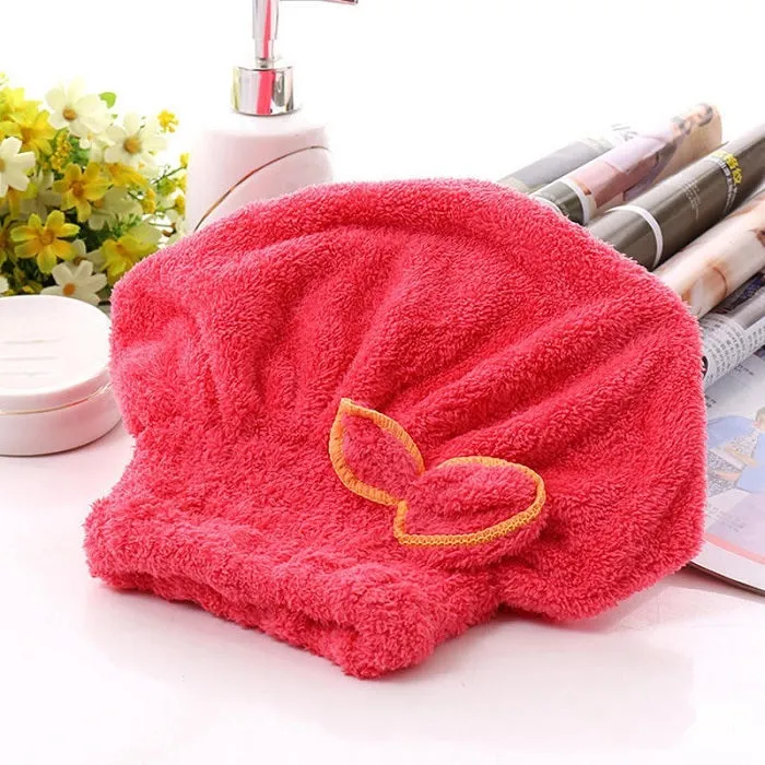 Microfiber Fabric Bow Hair Towel Wrap – Lightweight Super Absorbent Quick Dry Hair Drying Cap for Women & Girls (Random Color-Pack of 1) - Detailed Feature View 4