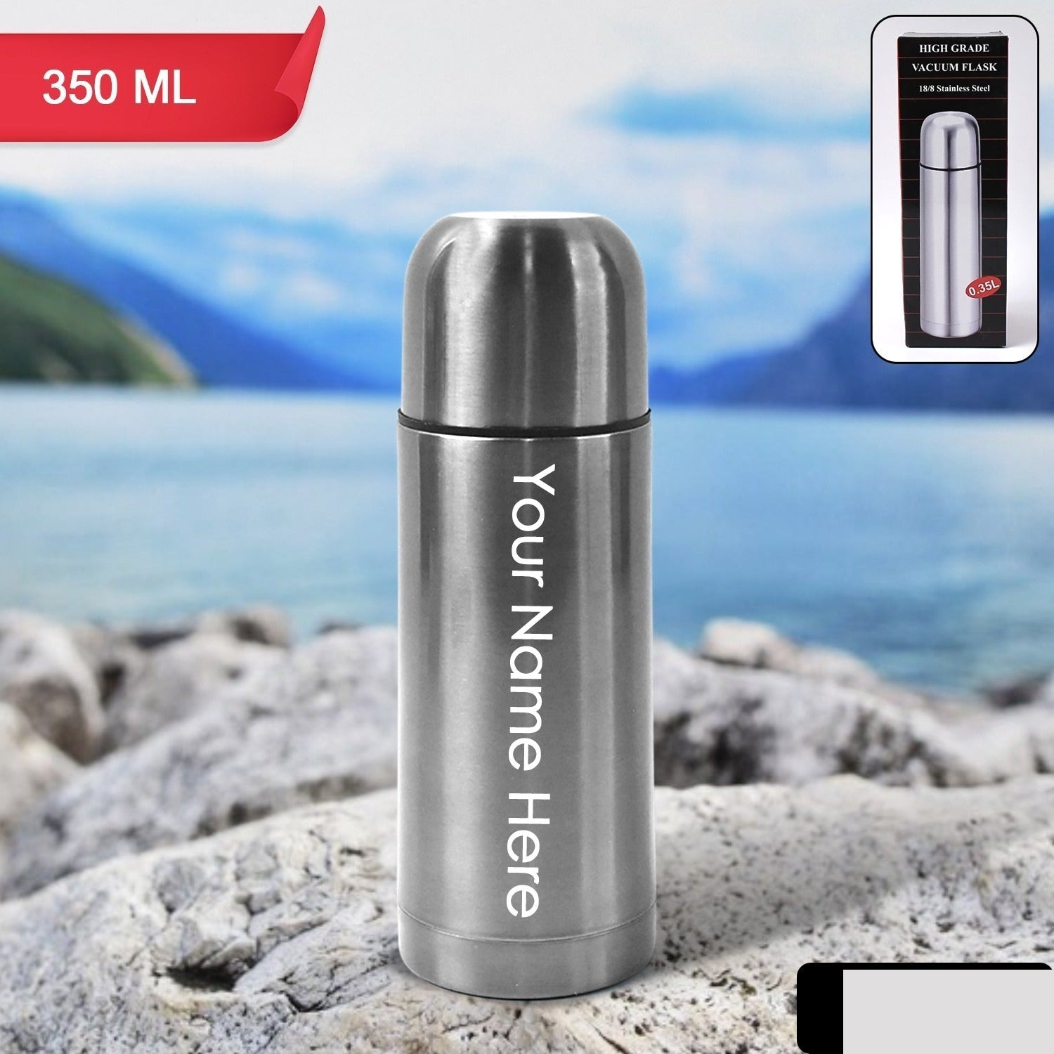 Premium Customize Stainless Steel Hot And Cold Water Bottle With Push-down Lid (350ml) - Buy Online at Alikart