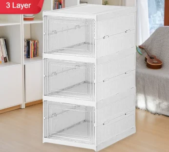 Stackable Multifunctional Storage, for Clothes Foldable Drawer Shelf Basket Utility Cart Rack Storage Organizer Cart for Kitchen, Pantry Closet, Bedroom, Bathroom, Laundry (3 Layer / 1 Pc)