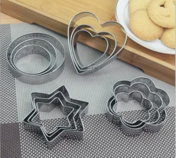 Stainless Steel Cookie Cutter Set – Heart, Round, Star & Flower Shapes (12 Pcs)