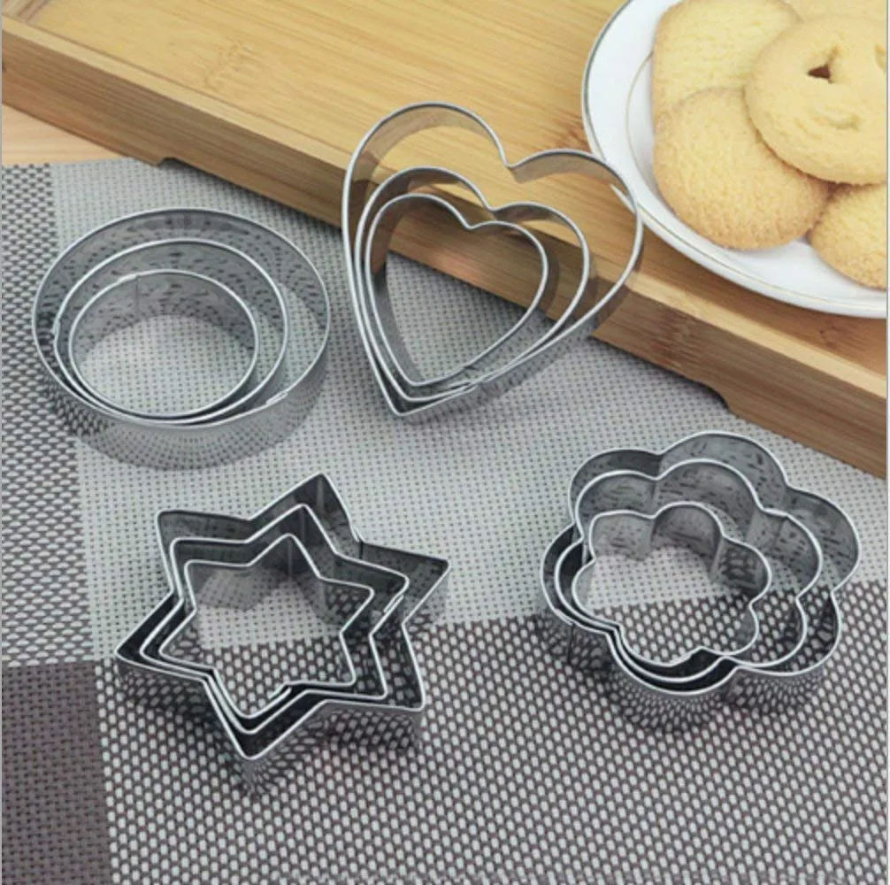 Premium Stainless Steel Cookie Cutter Set – Heart, Round, Star & Flower Shapes (12 Pcs) - Buy Online at Alikart