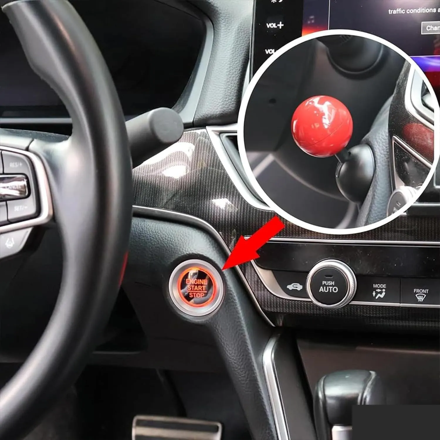 Ball-Shaped Start Button Rocker – Stylish Engine Start Cover for Car Interior Decoration - Detailed Feature View 5