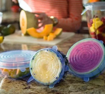 Silicone Stretch Lids  Reusable Microwave Safe Flexible Covers (Set of 6, Loose)