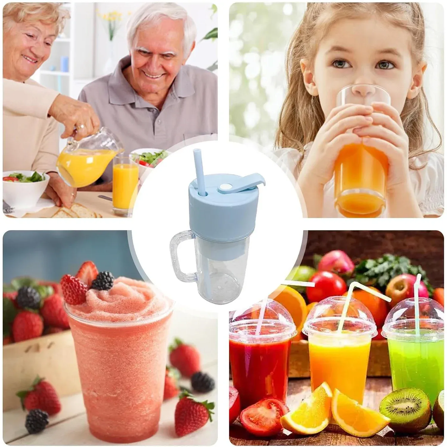 2 In1 Portable Crusher Juicer With Handle & Straw for Smoothie Sipper USB Rechargeable (340 ml) 6 Stainless Steel Blades Compact Juicer Mixer, Juicer Portable Fresh Juice Blender Portable Electric Juicer ( 340 ML ) - Detailed Feature View 5