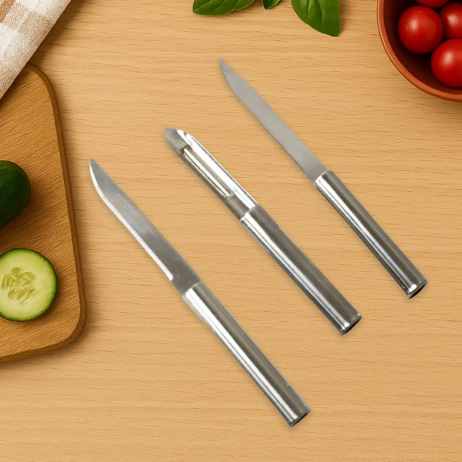 Premium Stainless Steel Multipurpose Sharp Cutting Knife for Fruit Meat Vegetables 3 Pc - Buy Online at Alikart