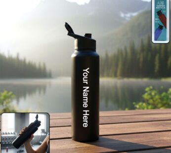 Customized Stainless Steel 1000ml Flip-Top Reusable Sports Water Bottle – 1 Pc