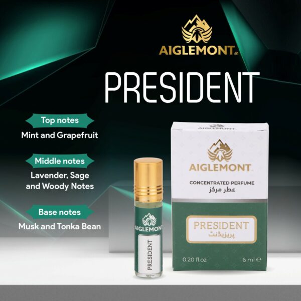 Aiglemont’s President, 6ml Roll-on, Alcohol free, Long Lasting Attar