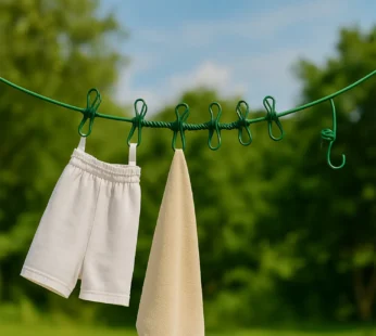 Elastic Cloth Drying Rope with 12 Metal Clip Portable Clothes line For Home & Travel