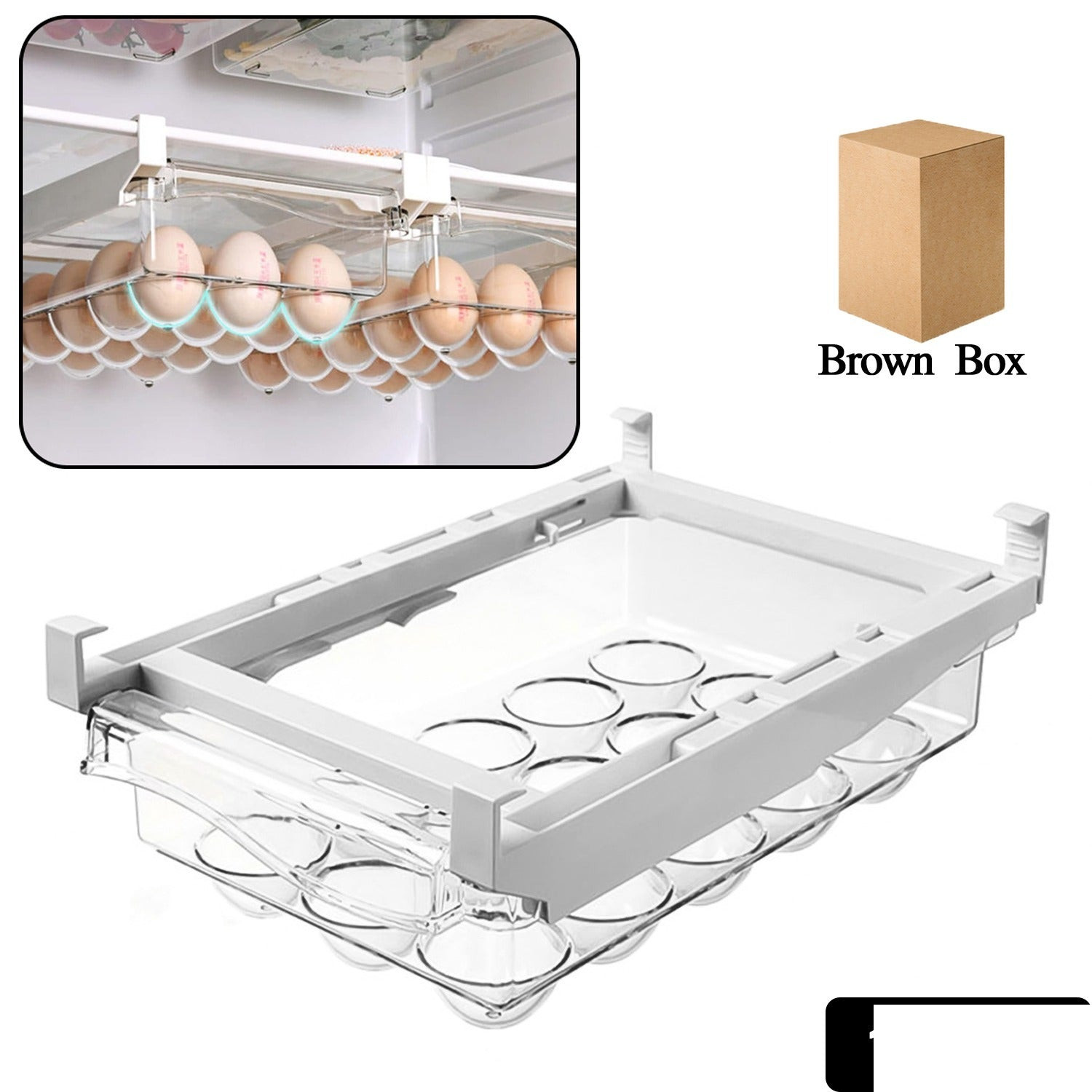 Egg Holder For Refrigerator Set Hanging Fridge Organizer Drawer (1 Pc) - Detailed Feature View 1