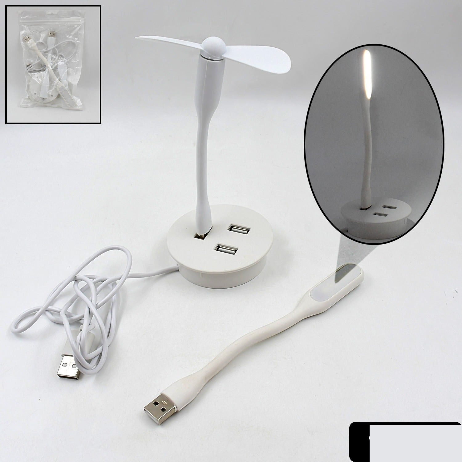 Portable Mini USB Fan, USB Ligh & USB 3 HUB / Port Combo - Detailed Feature View 5