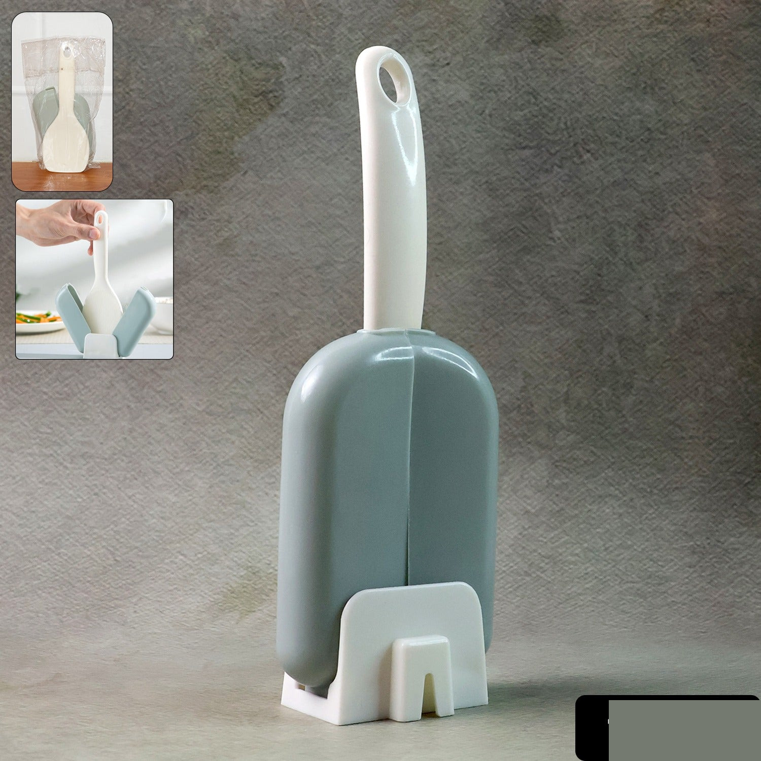 Automatic Open & Close Kitchen Rice Spoon Holder with Dust Cover - Detailed Feature View 1