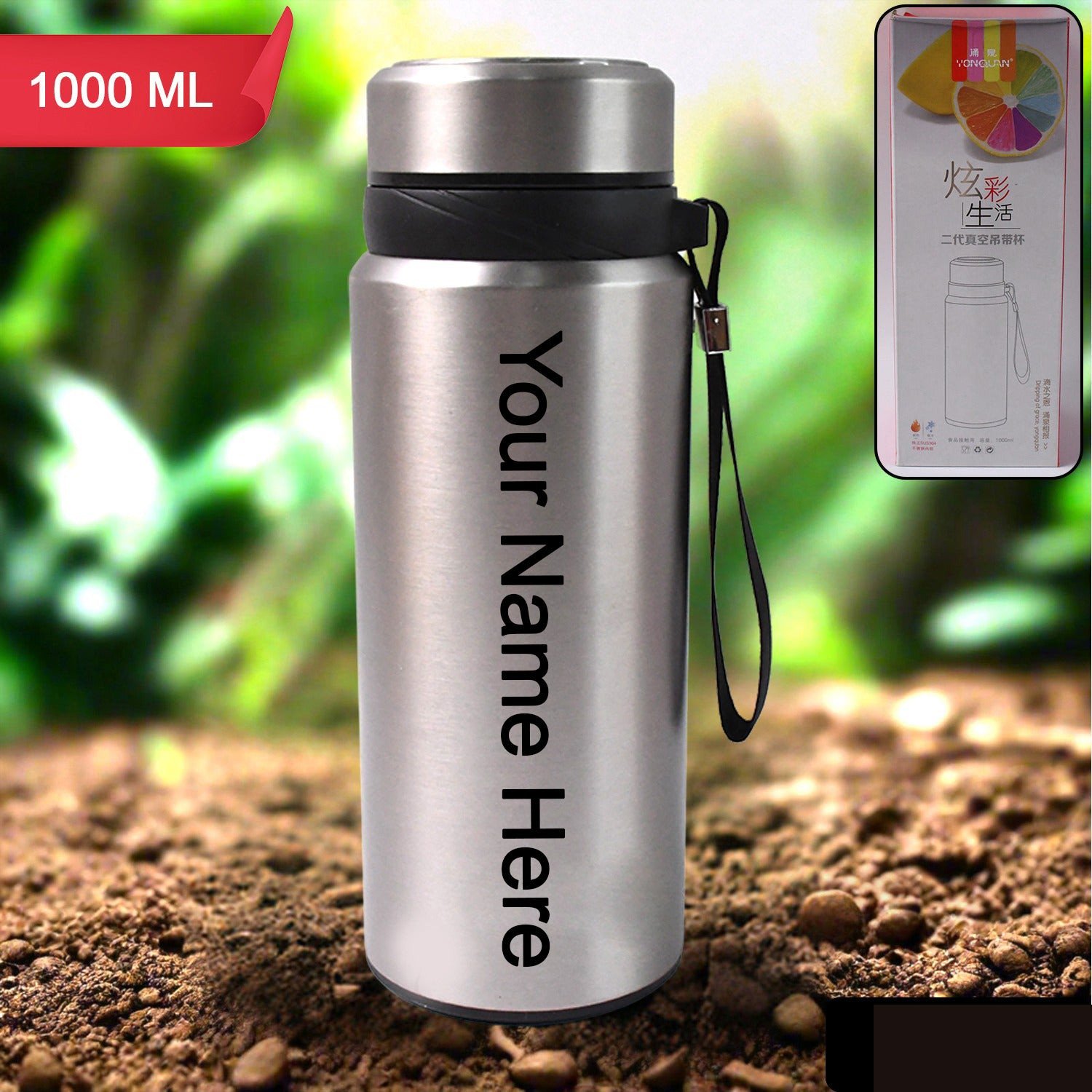 Premium Customize Double-Wall Stainless Steel Vacuum Insulated Bottle (1000ml Approx) - Buy Online at Alikart