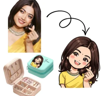 Custom Shin-chan Style Portrait Jewelry Box – Personalized Cartoon Photo Illustration Travel Organizer (Random Color) | Cute Gift for Girls & Women