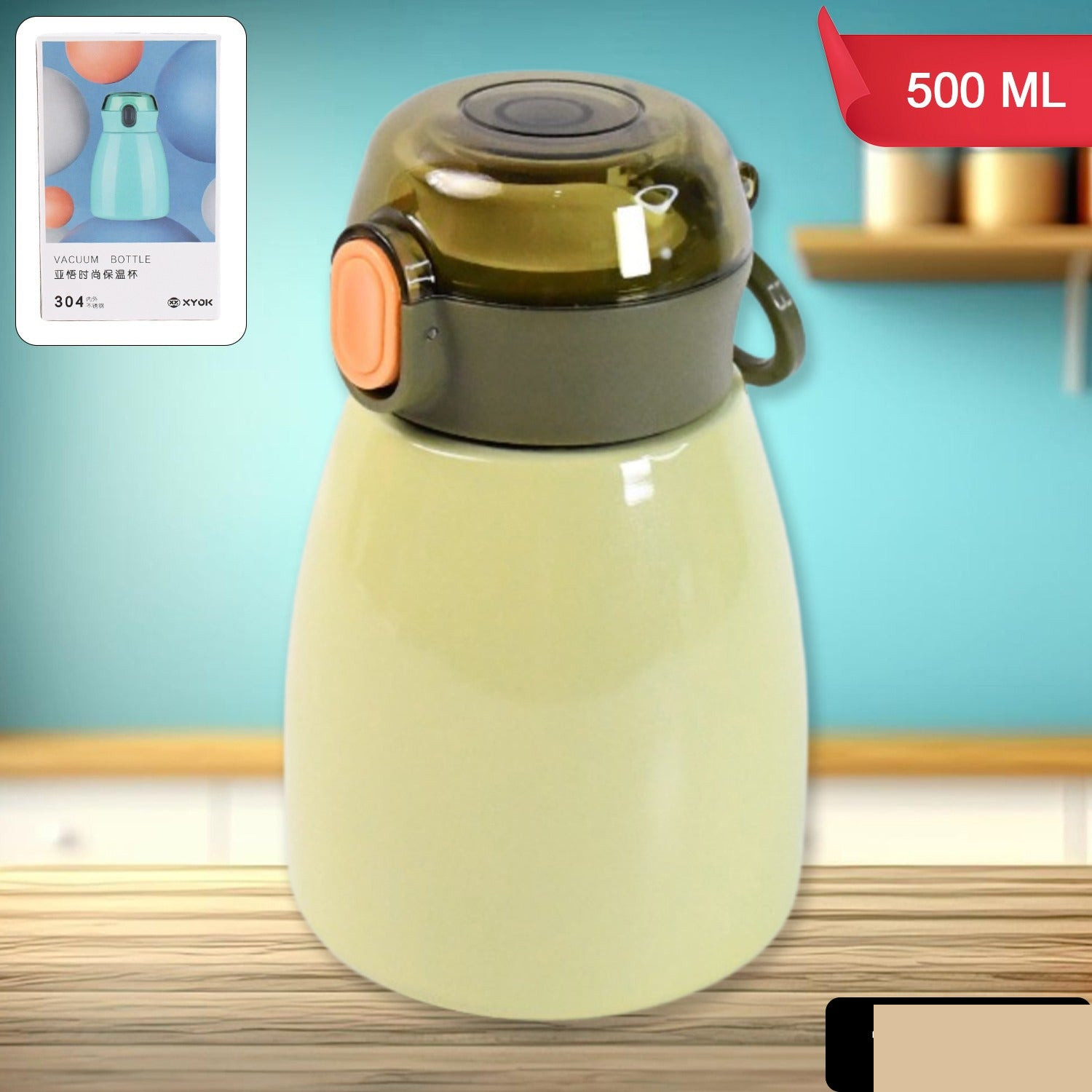 Vacuum Insulation Flask Bottle with Straw for Sports Adult Children (Approx 480ml) - Detailed Feature View 1