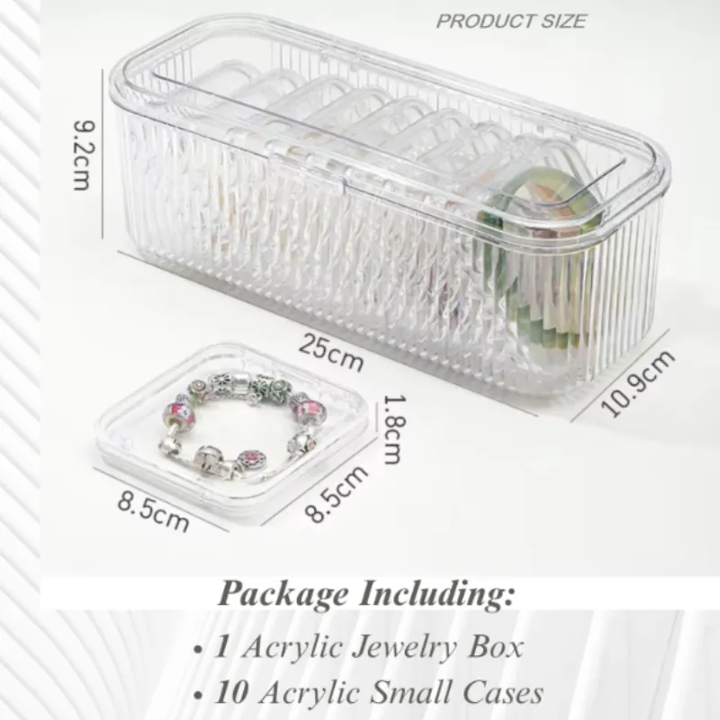 Acrylic Jewelry Organizer Box | Transparent 10-Compartment Storage Case for Earrings, Rings, Necklaces & Nails - Detailed Feature View 5